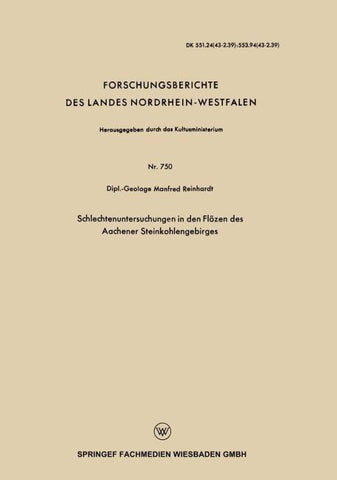 Schlechtenuntersuchungen in den Flözen des Aachener Steinkohlengebirges