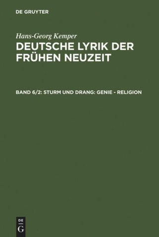 Hans-Georg Kemper: Deutsche Lyrik der frühen Neuzeit / Sturm und Drang