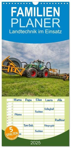 Familienplaner 2025 - Landtechnik im Einsatz mit 5 Spalten (Wandkalender, 21 x 45 cm) CALVENDO