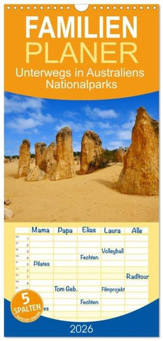 Familienplaner 2026 - Unterwegs in Australiens Nationalparks mit 5 Spalten (Wandkalender, 21 x 45 cm) CALVENDO
