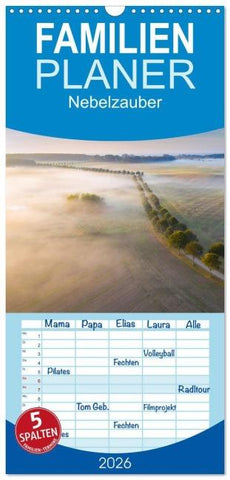 Familienplaner 2026 - Nebelzauber mit 5 Spalten (Wandkalender, 21 x 45 cm) CALVENDO
