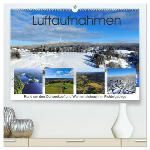 Luftaufnahmen rund um den Ochsenkopf (hochwertiger Premium Wandkalender 2026 DIN A2 quer), Kunstdruck in Hochglanz