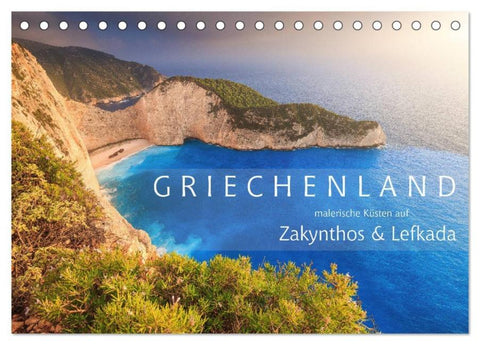 Griechenland - Malerische Küsten auf Zakynthos und Lefkada (Tischkalender 2026 DIN A5 quer), CALVENDO Monatskalender