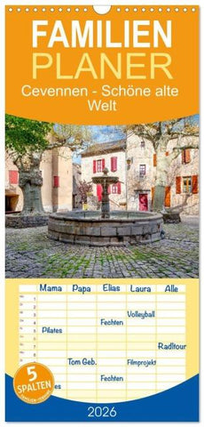 Familienplaner 2026 - Cevennen - Schöne alte Welt mit 5 Spalten (Wandkalender, 21 x 45 cm) CALVENDO