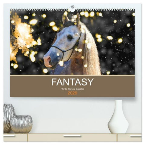 FANTASY Pferde Horses Caballos (hochwertiger Premium Wandkalender 2026 DIN A2 quer), Kunstdruck in Hochglanz
