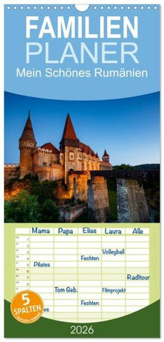 Familienplaner 2026 - Mein Schönes Rumänien mit 5 Spalten (Wandkalender, 21 x 45 cm) CALVENDO
