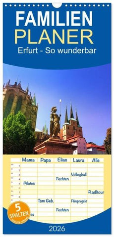 Familienplaner 2026 - Erfurt - So wunderbar mit 5 Spalten (Wandkalender, 21 x 45 cm) CALVENDO