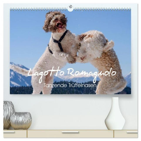 Lagotto Romagnolo Tanzende Trüffelnasen (hochwertiger Premium Wandkalender 2026 DIN A2 quer), Kunstdruck in Hochglanz