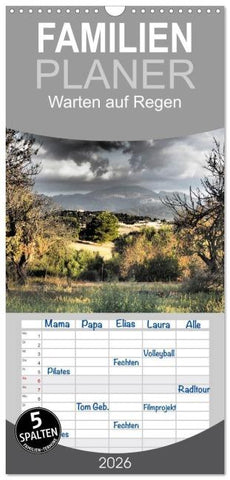 Familienplaner 2026 - Warten auf Regen mit 5 Spalten (Wandkalender, 21 x 45 cm) CALVENDO
