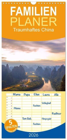 Familienplaner 2026 - Traumhaftes China mit 5 Spalten (Wandkalender, 21 x 45 cm) CALVENDO