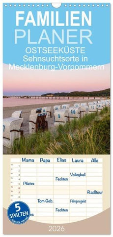 Familienplaner 2026 - OSTSEEKÜSTE Sehnsuchtsorte in Mecklenburg-Vorpommern mit 5 Spalten (Wandkalender, 21 x 45 cm) CALVENDO
