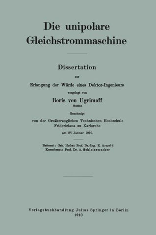 Die unipolare Gleichstrommaschine