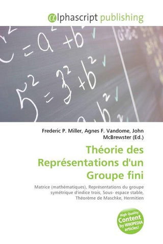 Théorie des Représentations d'un Groupe fini