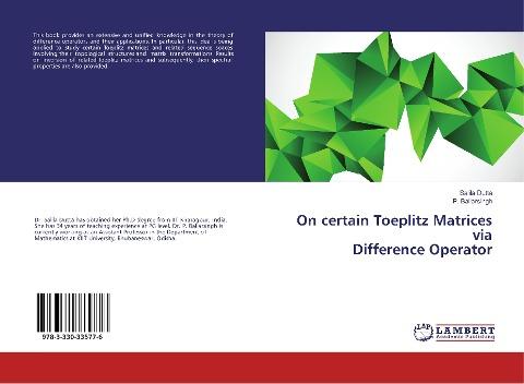 On certain Toeplitz Matrices via Difference Operator