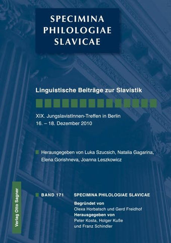 Linguistische Beitraege zur Slavistik
