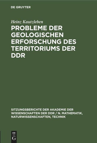 Probleme der geologischen Erforschung des Territoriums der DDR