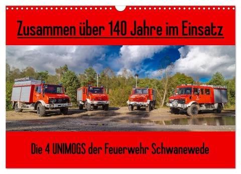 Die 4 UNIMOGS der Feuerwehr Schwanewede (Wandkalender 2024 DIN A3 quer), CALVENDO Monatskalender