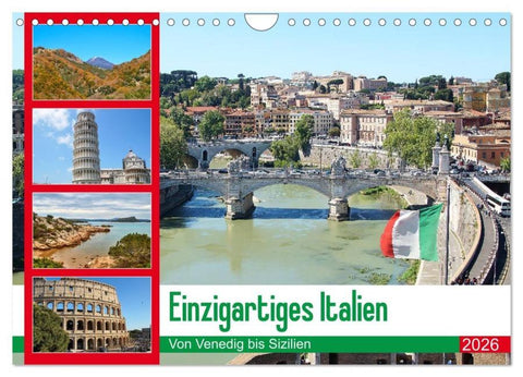Einzigartiges Italien (Wandkalender 2026 DIN A4 quer), CALVENDO Monatskalender
