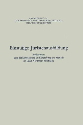Einstufige Juristenausbildung
