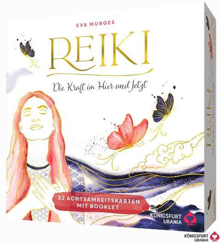 Reiki – Die Kraft im Hier und Jetzt: 32 Achtsamkeitskarten mit Goldfolie und Goldschnitt, Stülpdeckelschachtel mit Goldprägung und 144-seitiges Buch
