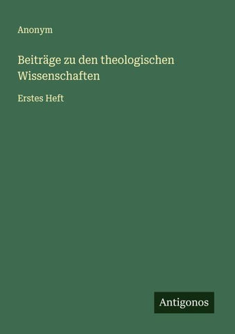 Beiträge zu den theologischen Wissenschaften