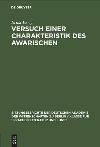 Versuch einer Charakteristik des Awarischen