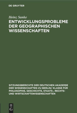 Entwicklungsprobleme der geographischen Wissenschaften