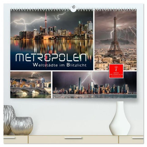 Metropolen - Weltstädte im Blitzlicht (hochwertiger Premium Wandkalender 2026 DIN A2 quer), Kunstdruck in Hochglanz