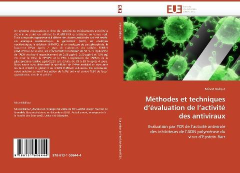 Méthodes et techniques d''évaluation de l''activité des antiviraux