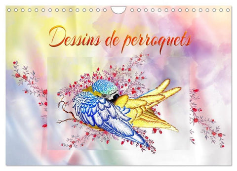 Dessins de perroquets (Calendrier mural 2026 DIN A4 vertical), CALVENDO calendrier mensuel