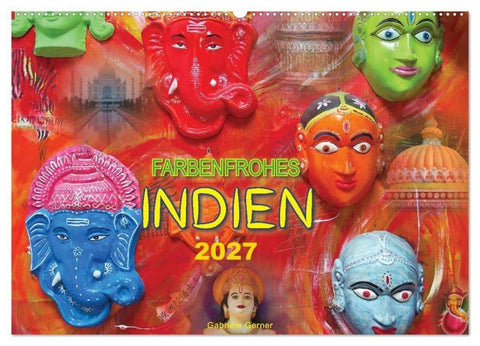 Farbenfrohes Indien (Wandkalender 2027 DIN A2 quer), CALVENDO Monatskalender