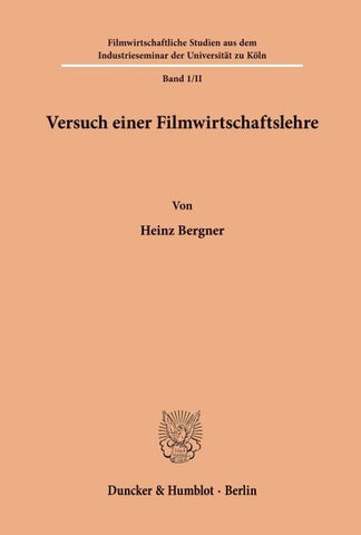 Versuch einer Filmwirtschaftslehre.