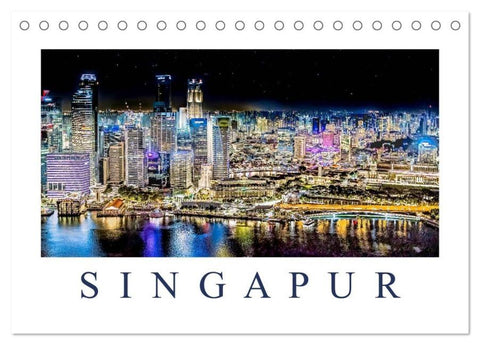 Singapur - Asiatische Metropole bei Nacht (Tischkalender 2026 DIN A5 quer), CALVENDO Monatskalender
