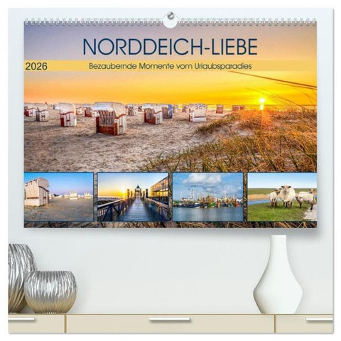 NORDDEICH-LIEBE (hochwertiger Premium Wandkalender 2026 DIN A2 quer), Kunstdruck in Hochglanz