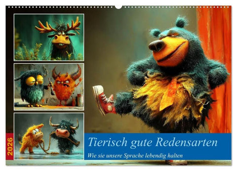 Tierisch gute Redensarten (Wandkalender 2026 DIN A2 quer), CALVENDO Monatskalender