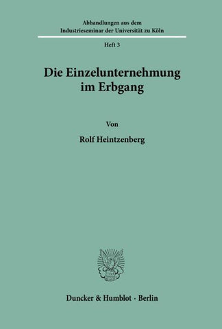 Die Einzelunternehmung im Erbgang.