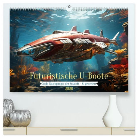 Futuristische U-Boote (hochwertiger Premium Wandkalender 2026 DIN A2 quer), Kunstdruck in Hochglanz