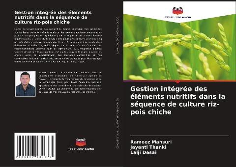 Gestion intégrée des éléments nutritifs dans la séquence de culture riz-pois chiche