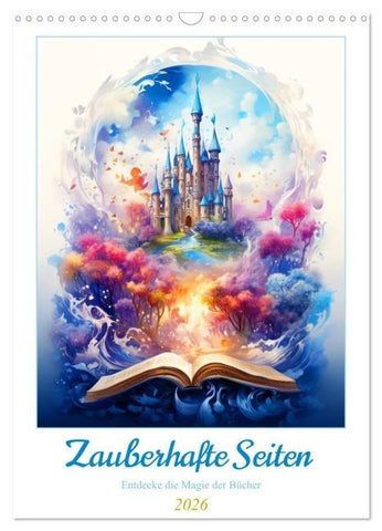 Zauberhafte Seiten - Entdecke die Magie der Bücher (Wandkalender 2026 DIN A3 hoch), CALVENDO Monatskalender