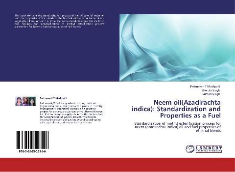 Neem oil(Azadirachta indica): Standardization and Properties as a Fuel