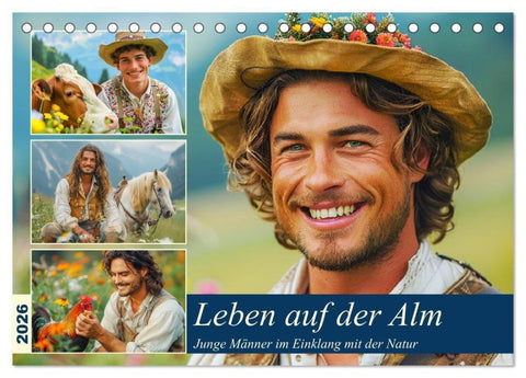 Leben auf der Alm. Junge Männer im Einklang mit der Natur (Tischkalender 2026 DIN A5 quer), CALVENDO Monatskalender