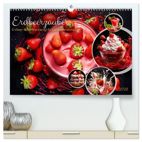 Erdbeerzauber - Erdbeer-Schlemmereien mit Eis und Kuchen en masse! (hochwertiger Premium Wandkalender 2026 DIN A2 quer), Kunstdruck in Hochglanz