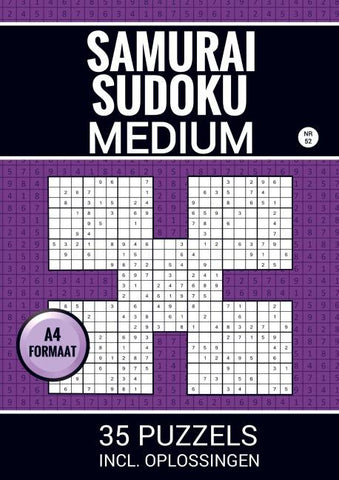 Samurai Sudoku - Medium  - 35 Puzzels Incl. Oplossingen - Nr. 52