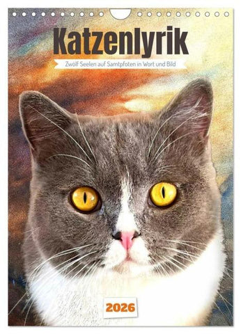 Katzenlyrik - Zwölf Seelen auf Samtpfoten in Wort und Bild (Wandkalender 2026 DIN A4 hoch), CALVENDO Monatskalender