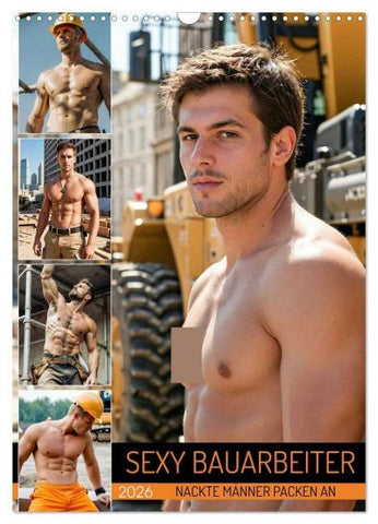 SEXY BAUARBEITER - Nackte Männer packen an (Wandkalender 2026 DIN A3 hoch), CALVENDO Monatskalender