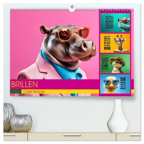 BRILLEN - coole Sprüche (hochwertiger Premium Wandkalender 2026 DIN A2 quer), Kunstdruck in Hochglanz