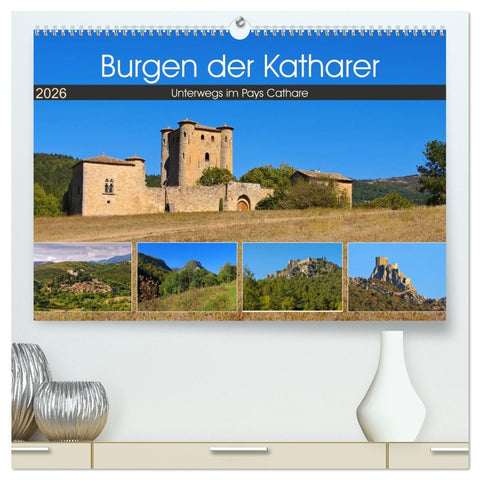 Burgen der Katharer - Unterwegs im Pays Cathare (hochwertiger Premium Wandkalender 2026 DIN A2 quer), Kunstdruck in Hochglanz