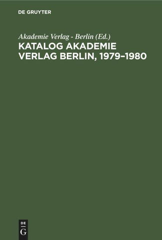 Katalog Akademie Verlag Berlin, 1979-1980