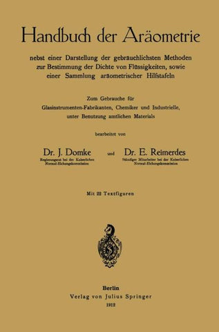 Handbuch der Aräometrie