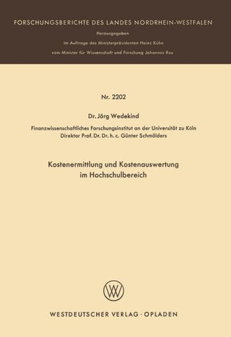 Kostenermittlung und Kostenauswertung im Hochschulbereich